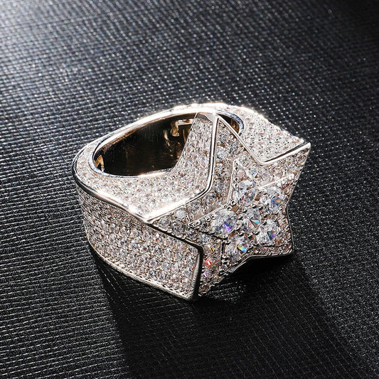 Jewelux Iced Star Ring